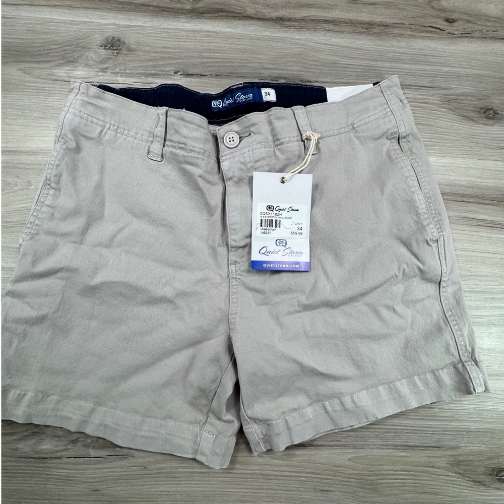 Quiet Storm Mens 5.5" Stretch Twill Shorts Light Grey Size 34 NWT 0QSX1182H